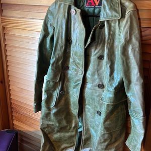 Green leather coat
